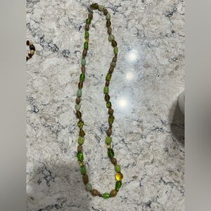 Green and Brown Glass Beaded Necklace